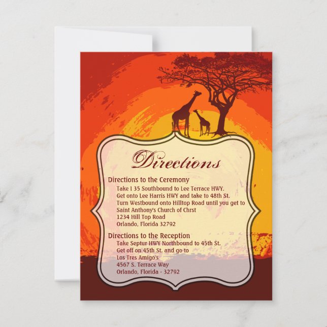 4,25x5,5 Carte de direction African Safari Giraffe (Devant)