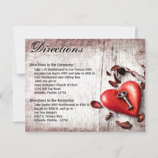 4.25x5.5 Carte de direction Country Wood Key to my (Devant)