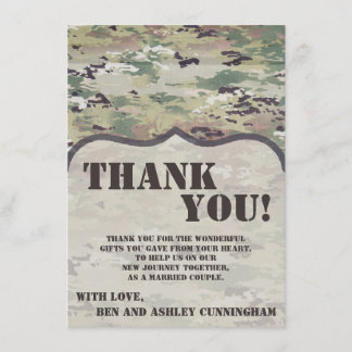 4,5 x 6,25 Carte de remerciements Camo de l'armée 