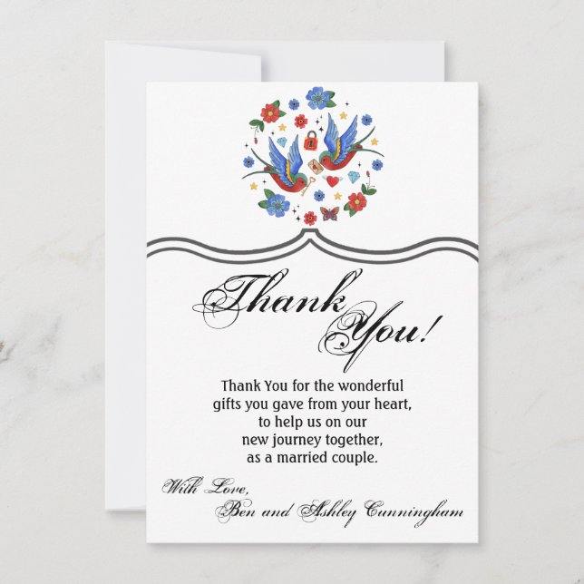 4,5 x 6,25 Cartes de remerciements Tatouage tradit (Devant)