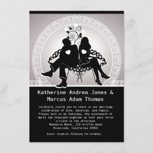 4,5 x 6,25 noirs et invitation blanche de mariage