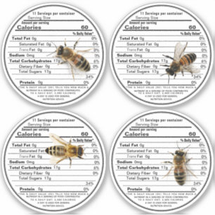 4 Abeilles réalistes Étiquettes de la valeur nutri