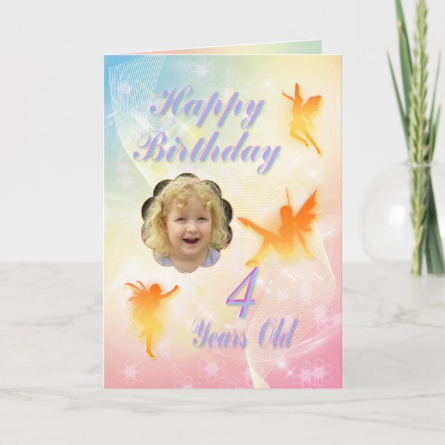 4 ans, carte d'anniversaire fée fée (Devant)