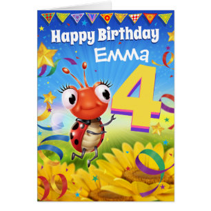 4 ans Carte d'anniversaire personnalisée Gamme de 