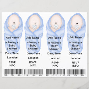 4 Bleu Douche Bébé Invitations - Faveurs Signets
