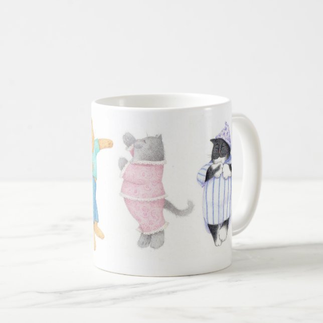 4 CHATS EN PYJAMA Mug Blanc (Devant droit)