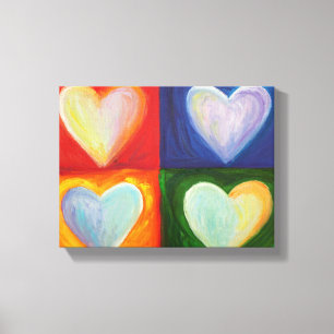 4 Coeurs d'amour Peinture Toile Art Imprimer