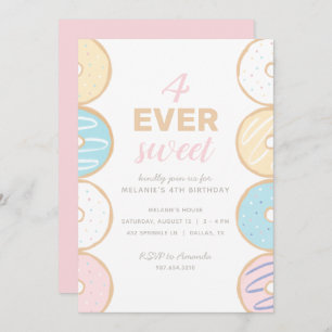 4 Ever Sweet Pastel Donut Invitation de fête d'ann