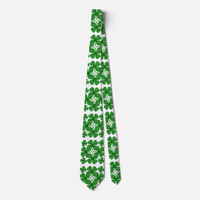 4 feuille de trèfle homme mens necktie cravate (Devant)