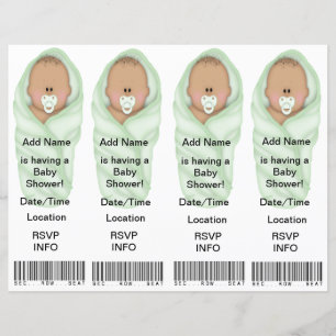 4 Invitations de douche pour bébé - Faveurs Signet