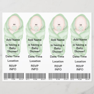 4 Invitations de douche pour bébé - Faveurs Signet