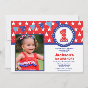 4 juillet 1er 1er anniversaire Invitation