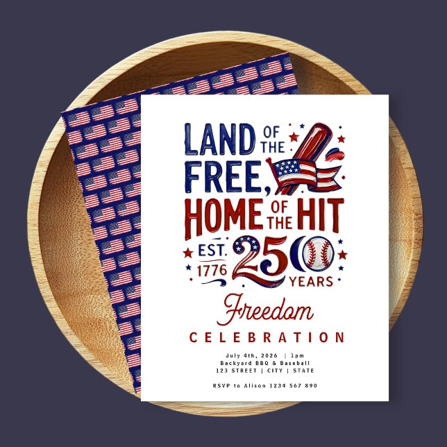 4 juillet 2026 | Invitation à la fête de baseball  (Créateur téléchargé)