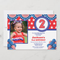 4 juillet 2e Invitation d'anniversaire