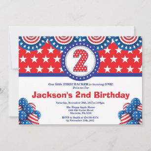4 juillet 2e Invitation d'anniversaire