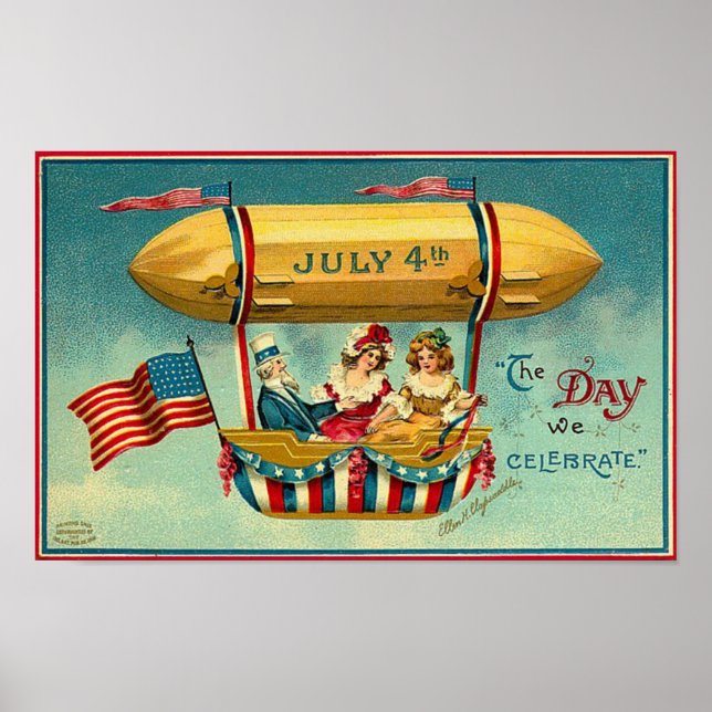 4 juillet - Aéronefs - Poster d'art Vintage (Devant)