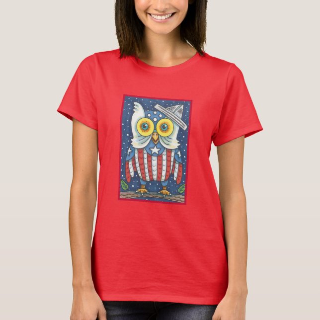 4 juillet AMÉRICAINE HOOT OWL, T-SHIRT PATRIOTIQUE (Devant)