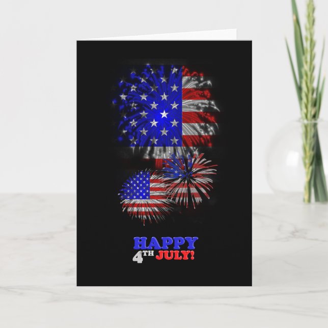 4 juillet American Flag Fireworks Carte de voeux (Devant)