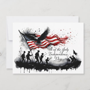 4 juillet art patriotique avec drapeau et soldats