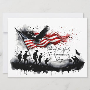 4 juillet art patriotique avec drapeau et soldats