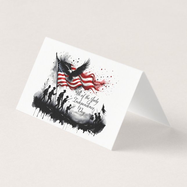 4 juillet art patriotique avec drapeau et soldats (Front)