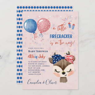 4 juillet BABY SHOWER INVITATION Firecracker Deer