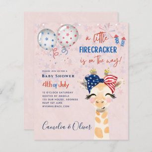 4 juillet BABY SHOWER INVITATION Firecracker Giraf