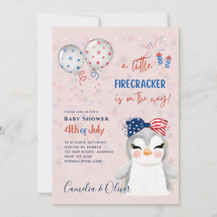 4 juillet BABY SHOWER INVITATION Firecracker Pengu