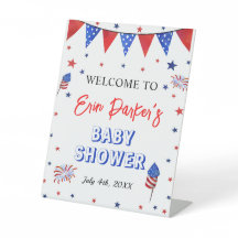 4 juillet Baby shower, panneau central de bienvenu