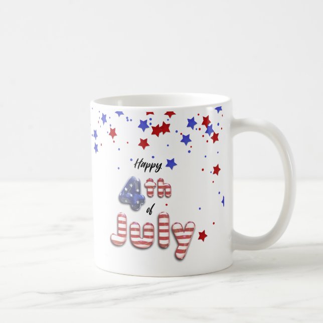 4 juillet Ballons à huile Étoiles Frappes - Mug (Droite)