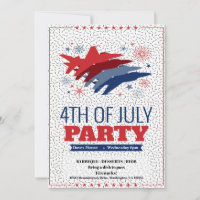 4 juillet Barbeque Party Invitation Jets Planes
