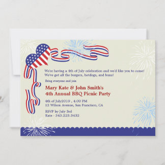 4 juillet BBQ Pique-Nique Invitation