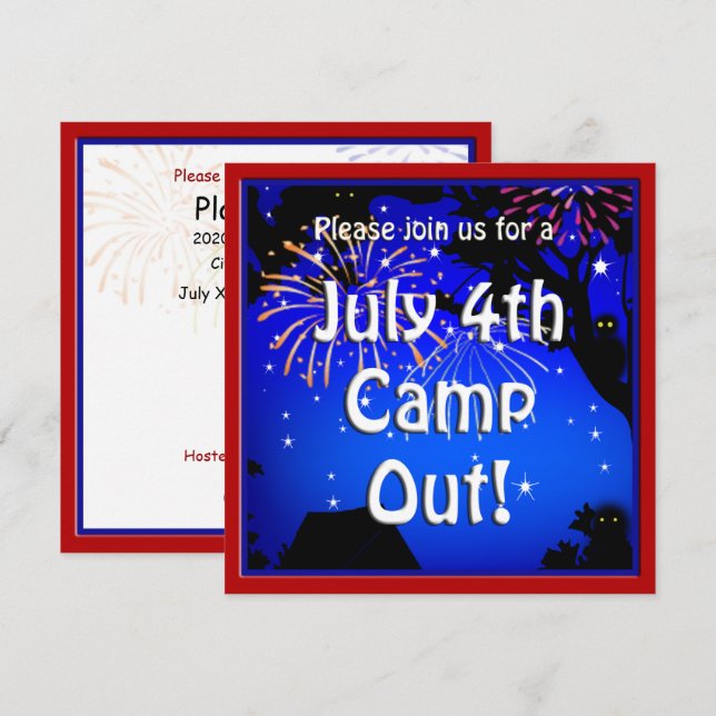 4 juillet Camp Out Invitation (Devant / Derrière)