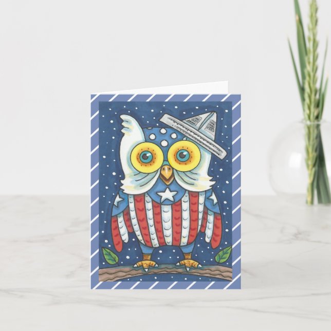 4 juillet CARTE DE NOTE OWL AMÉRICAINE Vide (Devant)