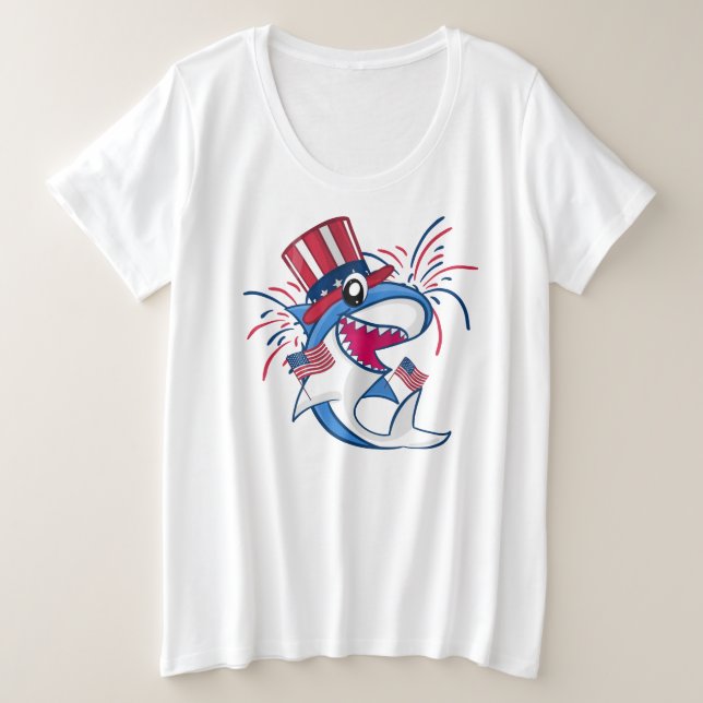 4 juillet de requin patriotique bleu rouge (Design devant)