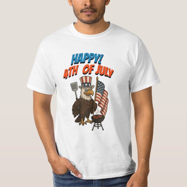 4 juillet Eagle Grill pour le vieux T-shirt de glo (Devant)