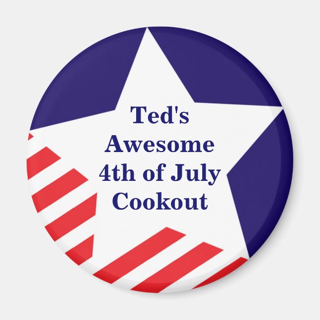 4 juillet étoile rayé rouge blanc bleu aimant (Devant)