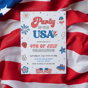 4 juillet Fête d'anniversaire aux USA Invitation