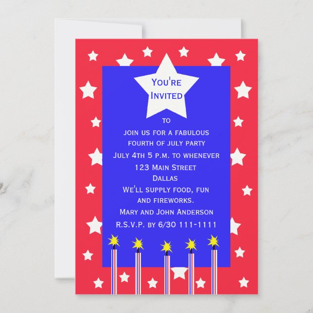 4 juillet feux d'artifice et Invitation de la Fête (Devant)