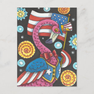 4 juillet FLAMANT ROSE ROSE, CARTE POSTALE de