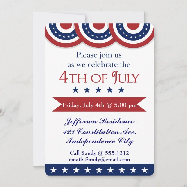 4 juillet invitation de partie personnalisable (Devant)