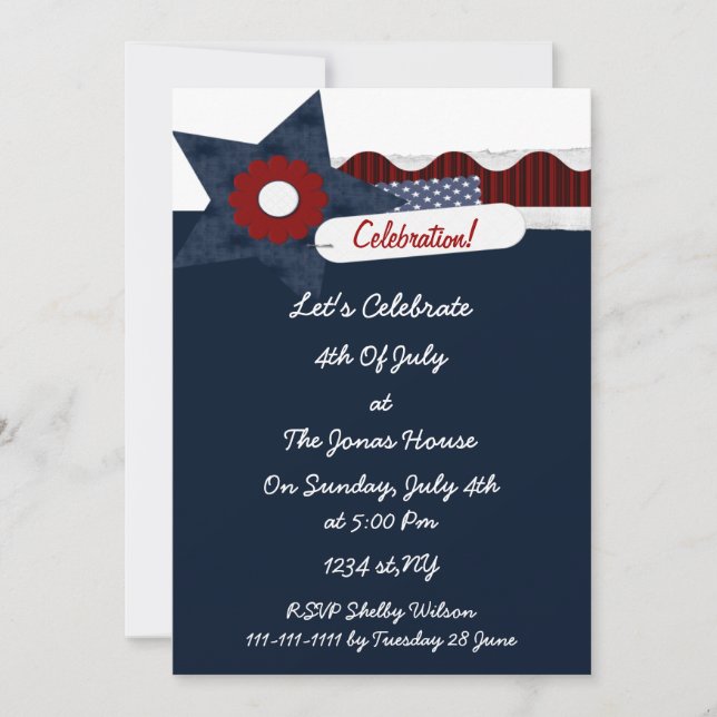 4 juillet invitations de la fête de l'indépendance (Devant)