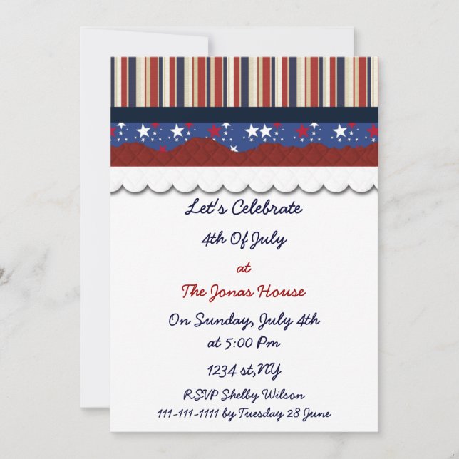 4 juillet invitations de la fête de l'indépendance (Devant)