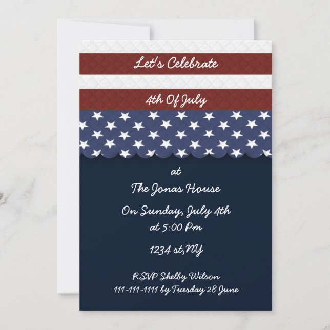 4 juillet invitations de la fête de l'indépendance (Devant)