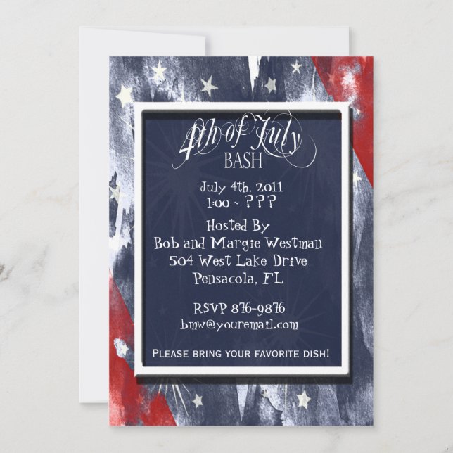 4 juillet invitations de partie (Devant)