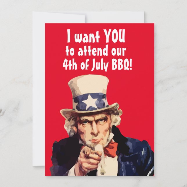 4 juillet INVITATIONS DU PARTI DE BBQ UNCLE SAM (Devant)