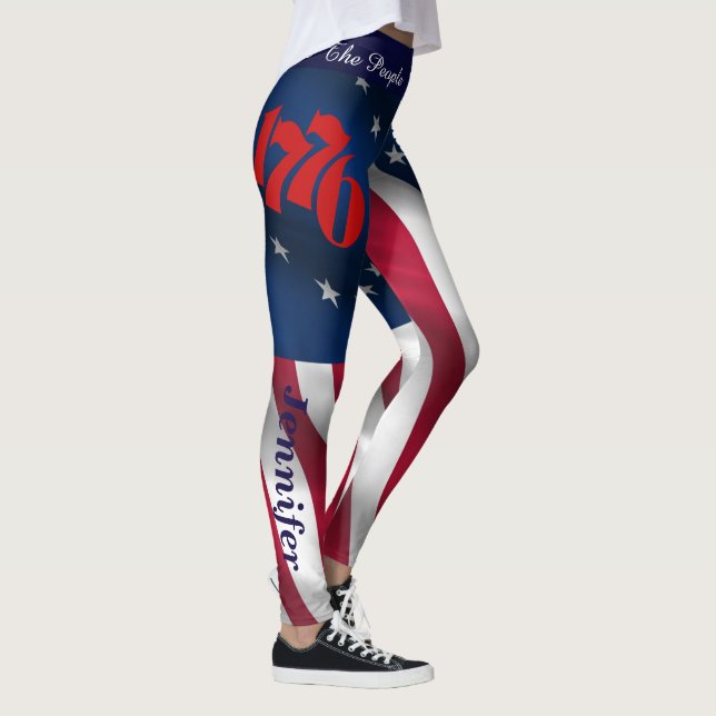 4 JUILLET Leggings American Drapeau Votre nom Para (Droite)