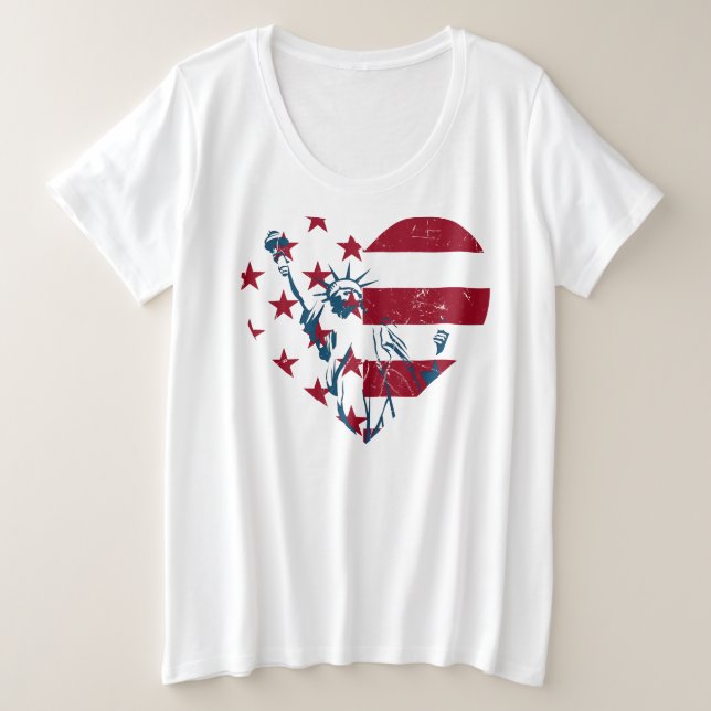 4 juillet Liberty Statue Coeur US Drapeau Patrioti (Design devant)