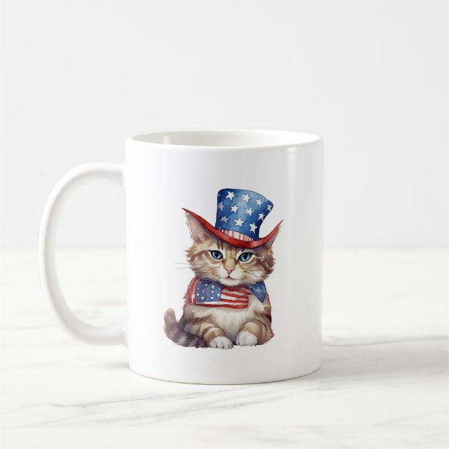 4 juillet Mug | Chat patriotique (Gauche)