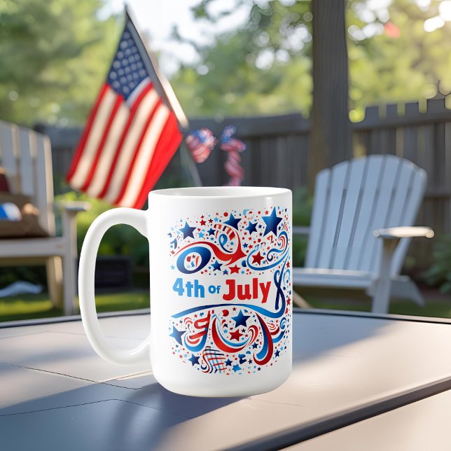 4 juillet Mug de fête avec rouge, blanc et bleu (Créateur téléchargé)